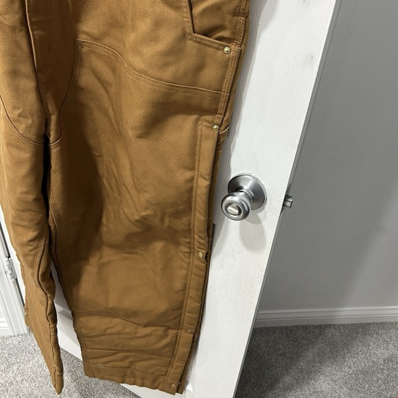 Carhartt Men 2XL Brown Loose Fit Duck Bib Overalls XXL EUC LINED!! - Picture 4 of 10